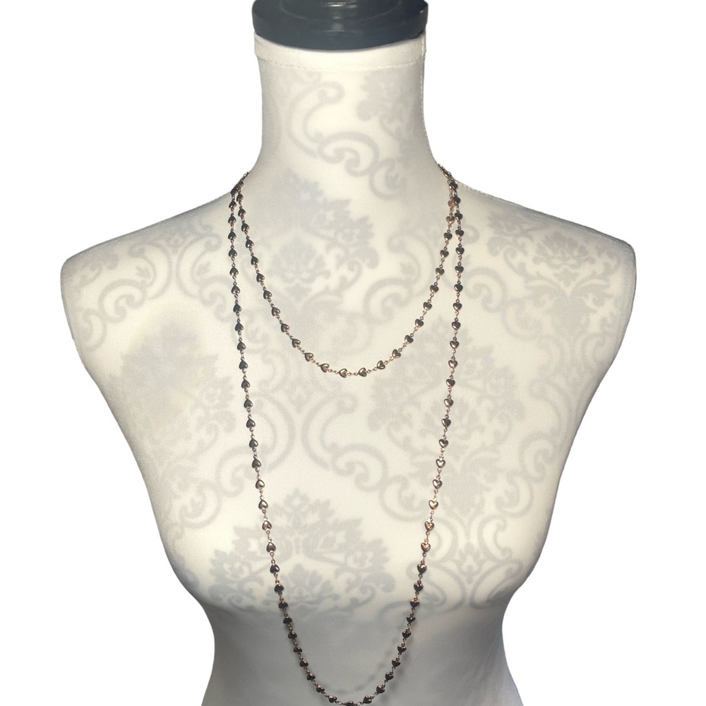 Pair of Rose Gold Milor Stainless Steel Heart Necklaces